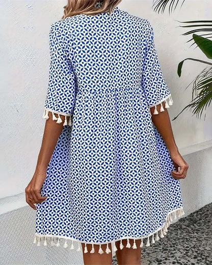 Robe ample imprimée pour l’été – Style décontracté avec détails bohèmes