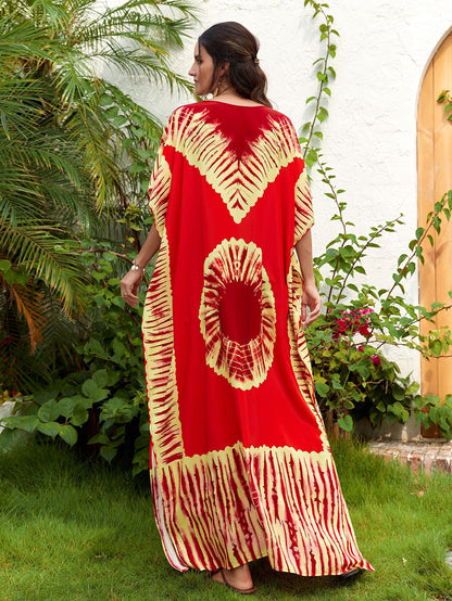 Vestido largo estampado para mujer con cuello en V - Ligero y veraniego