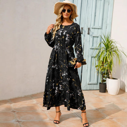 Robe Fleurie Polyvalente en Mousseline pour Femme – Style Élégant à Col Rond