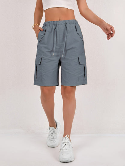 Short cargo Via rose poudré taille élastique femme