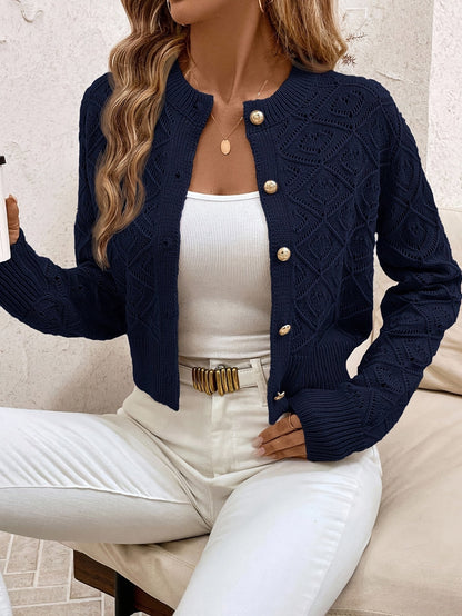 Cardigan femme boutonne ajoure - Elegant et leger