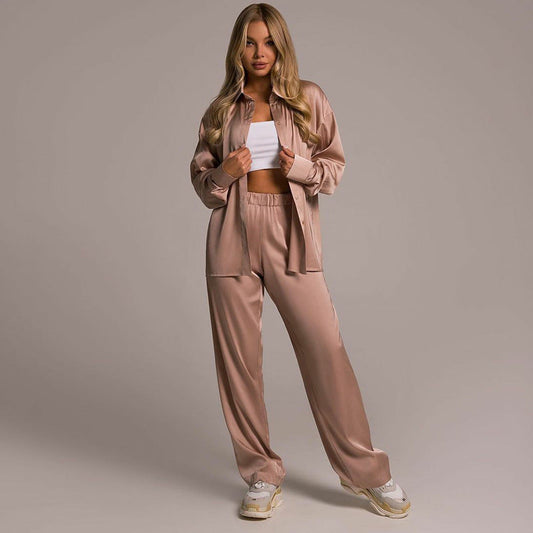 Ensemble Satin Femme – Haut avec Pantalon