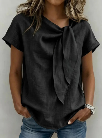 Camiseta de mujer de manga corta en algodón mezclado ligero