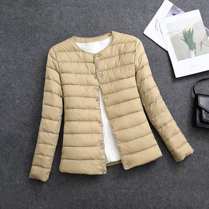Veste légère isolante pour femme – Vêtement intérieur court à col rond