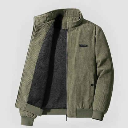 Veste Homme en Velours Côtelé Premium – Col Montant Doublé Polaire Hiver