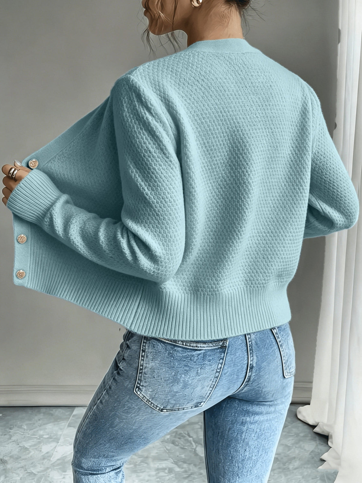 Cárdigan de punto trenzado para mujer con botones - Elegante y suave