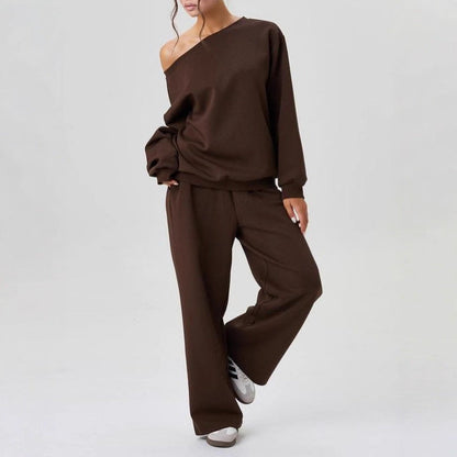 Ensemble Deux Pièces Femme Décontracté – Style Sport Chic Épaules Dénudées