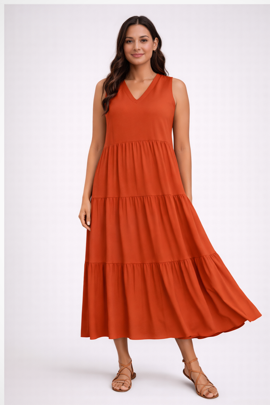Robe longue sans manches à volants pour femme – Style décontracté d'été, fluide et léger