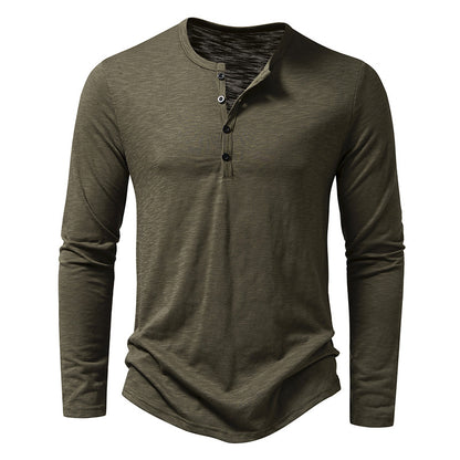 T-shirt Henley Décontracté à Manches Longues Homme – Style Boutonné Moderne