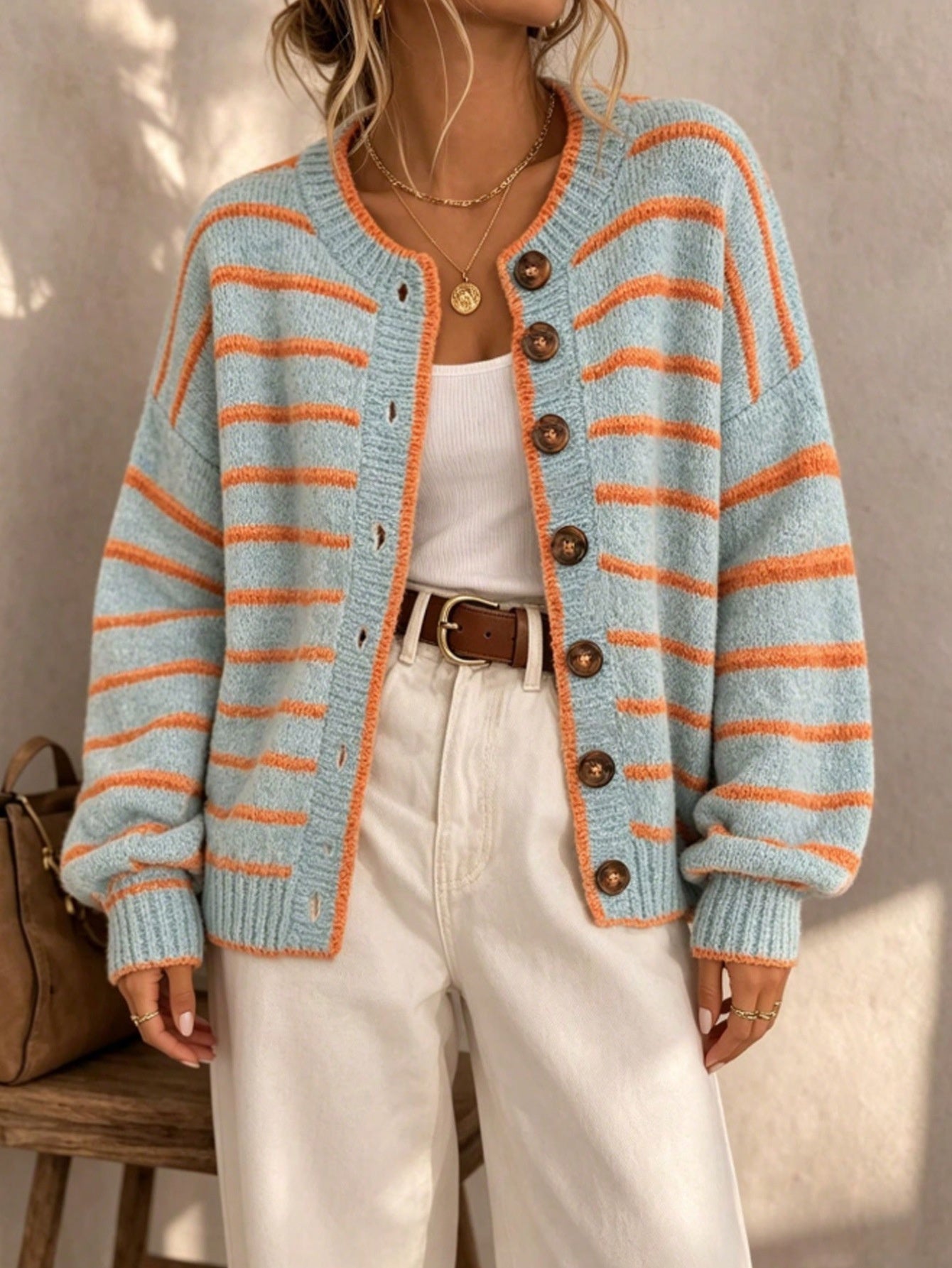 Cardigan à col rond pour femme – Style chic et décontracté euro-américain