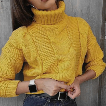 Women's cable-knit turtleneck sweater - Relaxed and warm