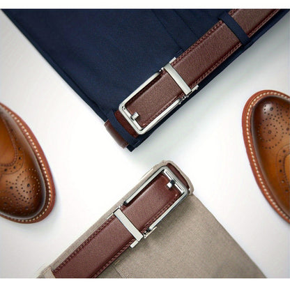 Leather ratchet belt for men with snap fastener – Casual and formal adjustable style