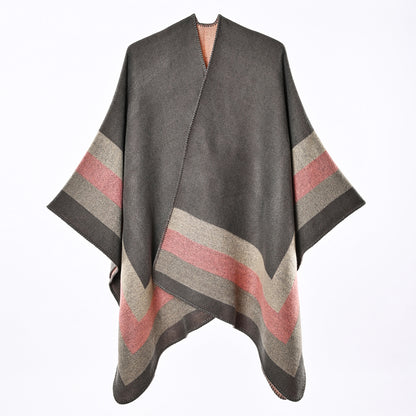 Poncho femme jacquard effet cachemire - Chic et enveloppant
