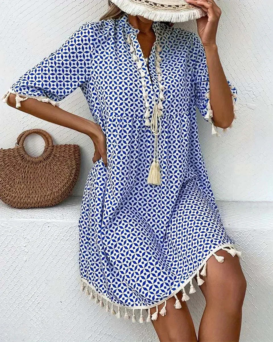 Robe ample imprimée pour l’été – Style décontracté avec détails bohèmes