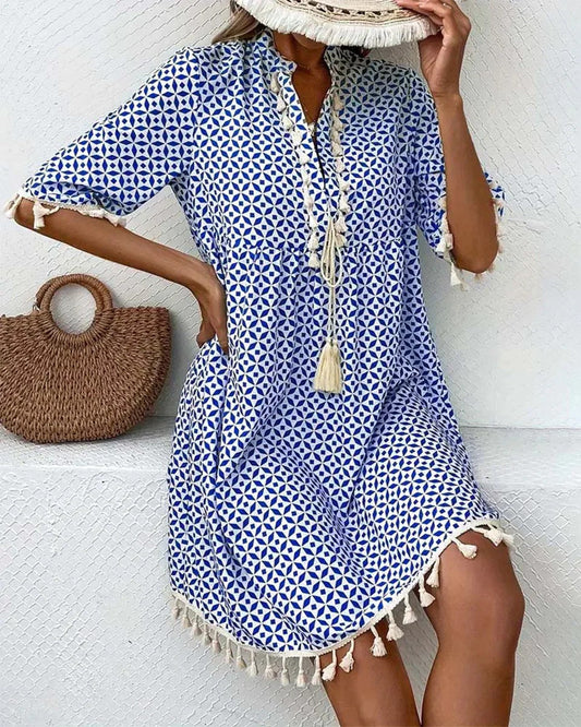 Robe ample imprimée pour l’été – Style décontracté avec détails bohèmes