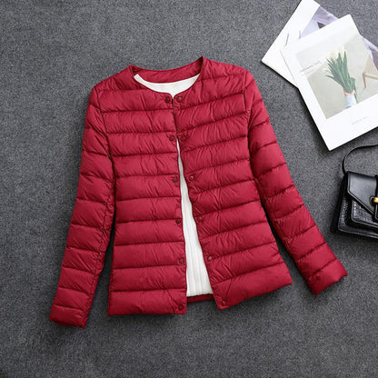 Veste légère isolante pour femme – Vêtement intérieur court à col rond