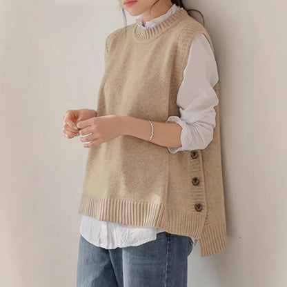 Women’s Sleeveless Retro-Style Pullover – Cozy Vintage Layering Piece