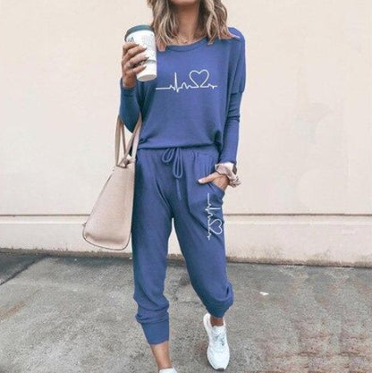 Casual Two-Piece Set for Women with Long Sleeves – Sweater Top and Drawstring Pants