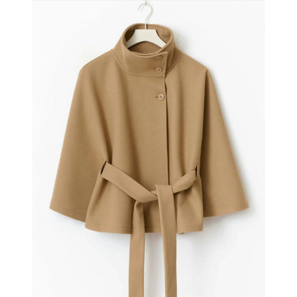 Manteau Cape à Col Haut pour Femme – Manteau d’Hiver Luxe et Élégant