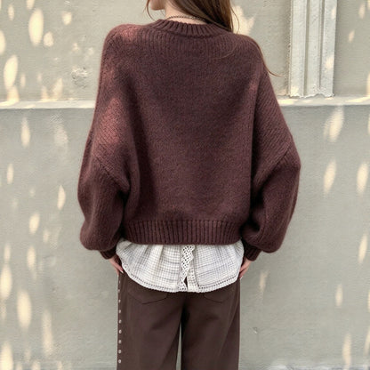 Maglione rétro da donna con maniche a lanterna - Morbido e femminile