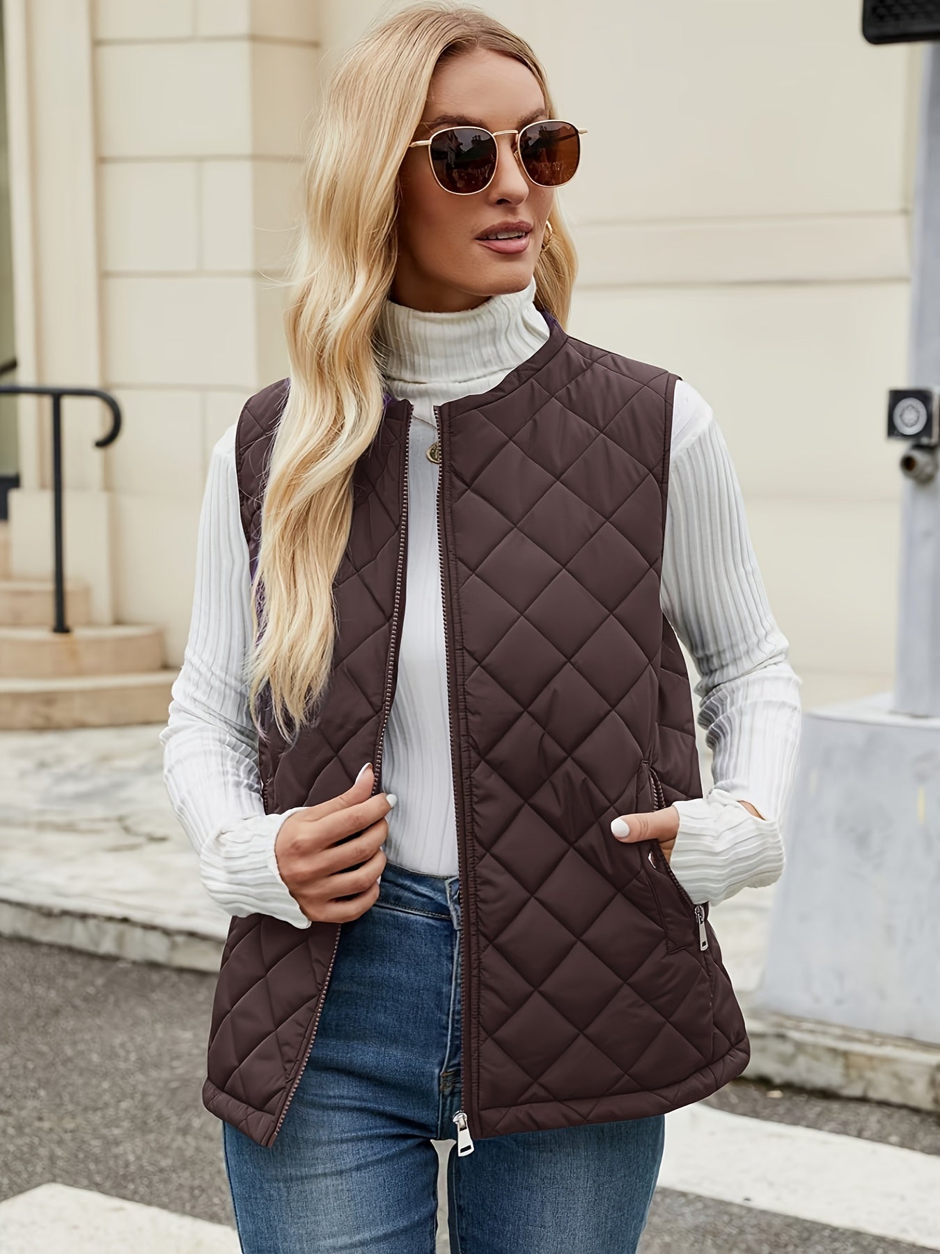 Gilet matelassé élégant sans manches pour femme – Vêtement léger d’extérieur