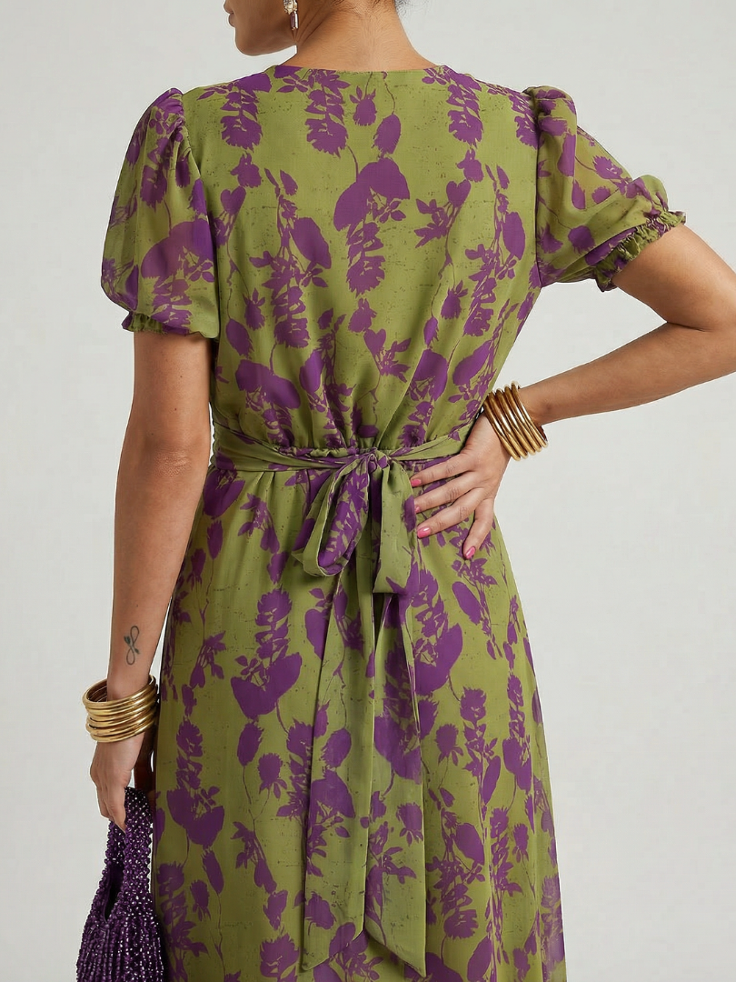 Women's Floral Midi Dress with Flowing Fit - Casual and Elegant