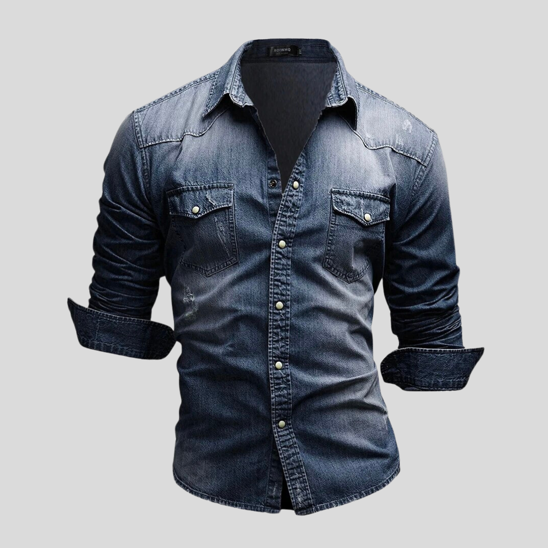 Chemise ajustée légère en jean à boutons homme – Style classique au quotidien