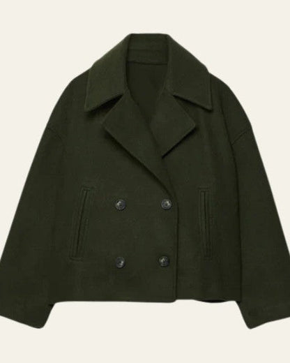Manteau court femme croise en laine - Minimaliste et elegant