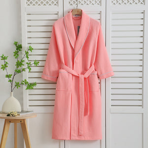 Luxurious Cotton Bathrobe with Honeycomb Weave