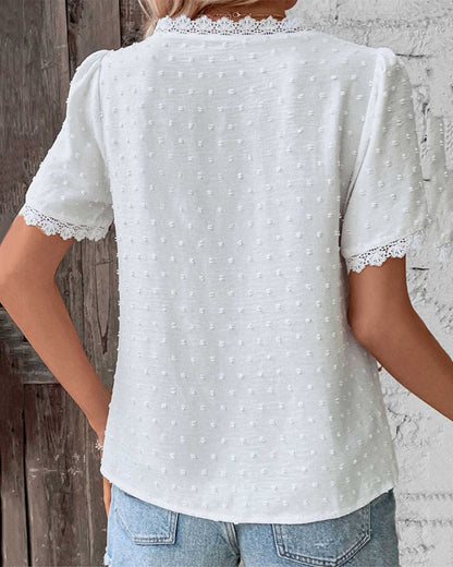 Blusa da donna in pizzo a maniche corte - Chic e leggera