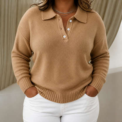 Jersey de punto tipo polo para mujer con botones - Suave y práctico