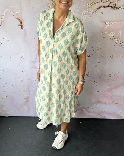 Robe Midi Décontractée en Lin Femme – Robe d’Été Légère à Col en V