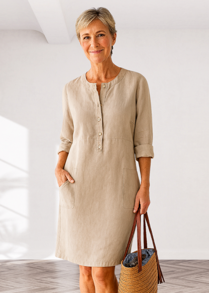 Robe Midi Classique Décontractée Femme – Coupe Ample avec Poches
