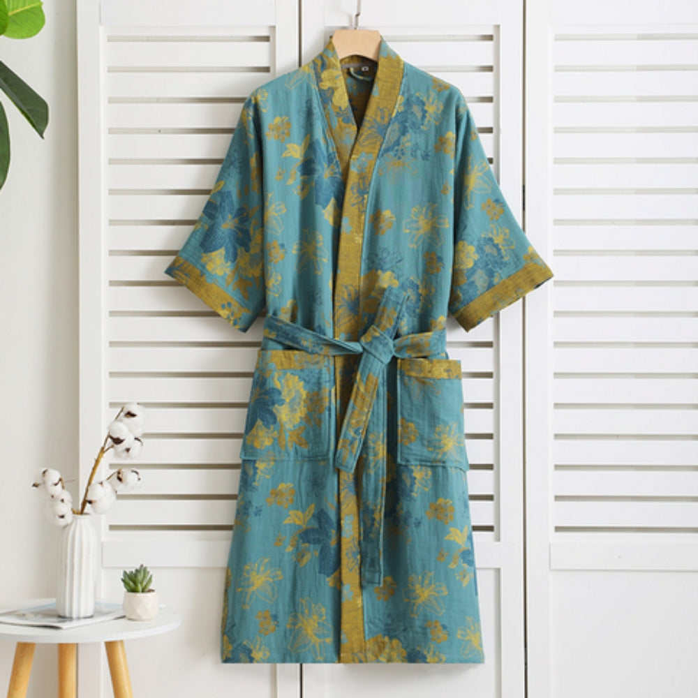 Peignoir en Coton Luxueux au Style Élégant Intemporel