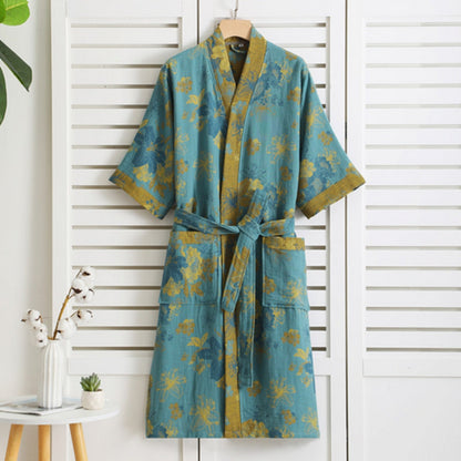 Peignoir en Coton Luxueux au Style Élégant Intemporel