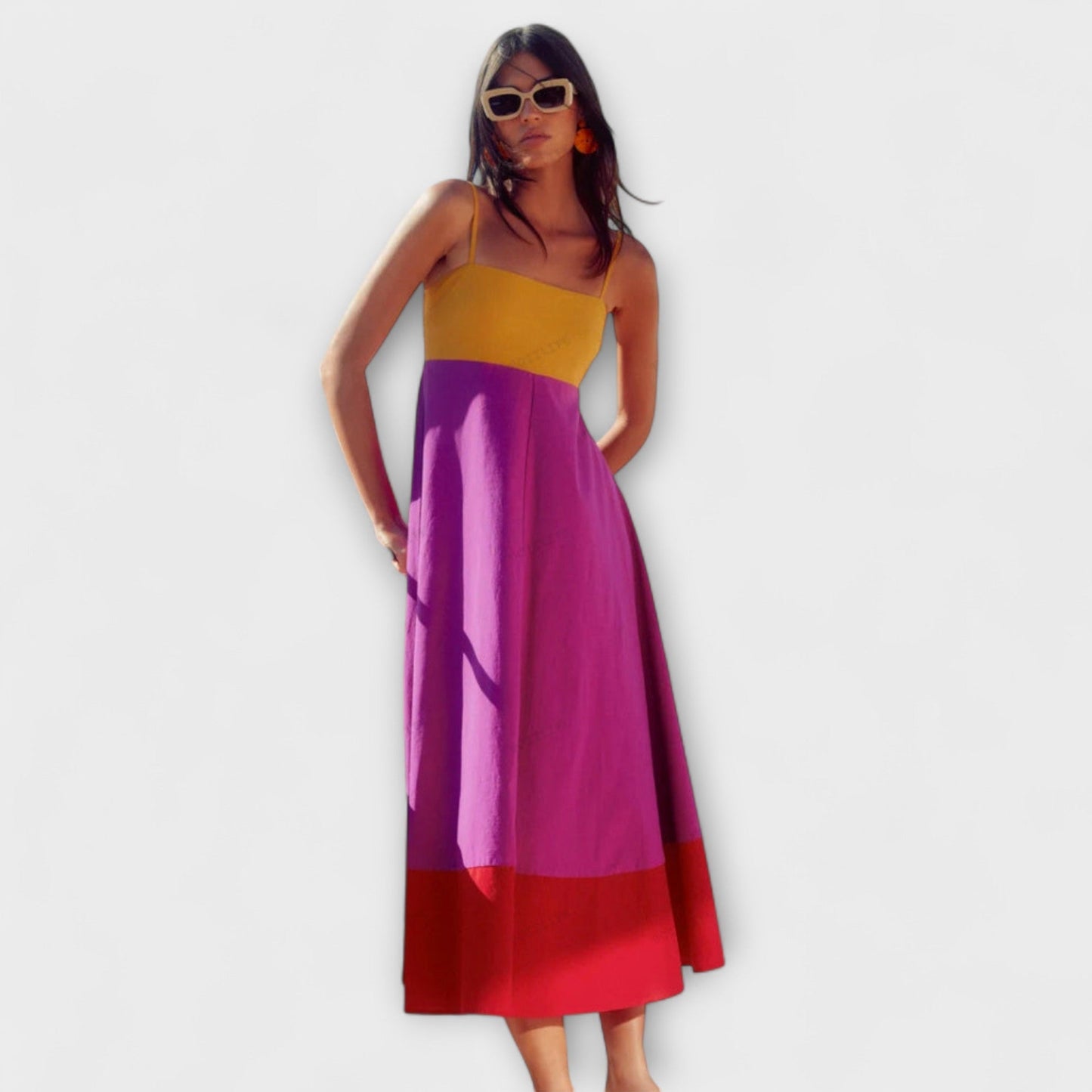 Robe femme a bretelles color block - Legere et estivale