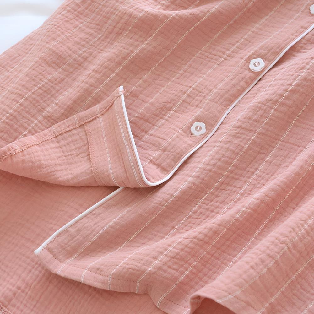 Chemise de Nuit en Coton Rayures Pastel