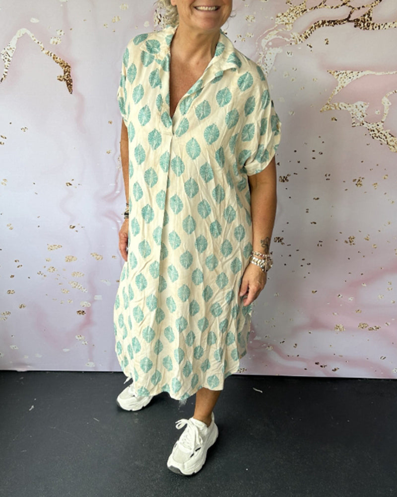 Robe Décontractée Femme Printemps – Col À Revers Manches Courtes Style Estival