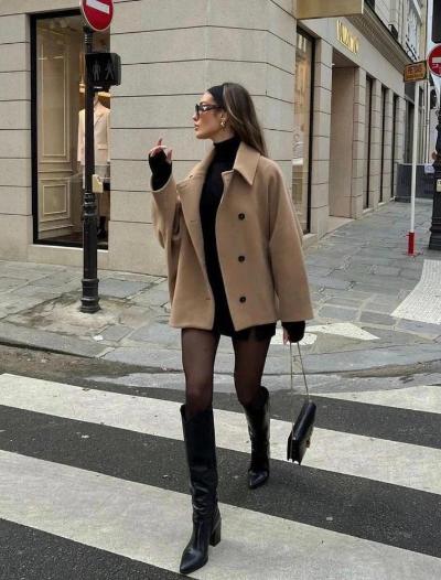 Manteau Oversize à Boutons Femme – Veste Courte Élégante