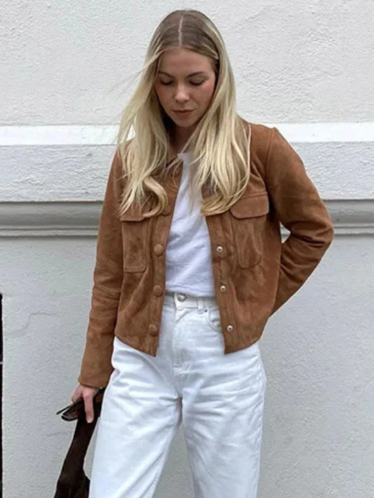 Veste élégante en daim pour femme - Vêtements d'extérieur stylés