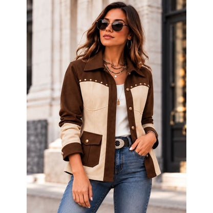 Veste femme color-block retro - Casual et chaude