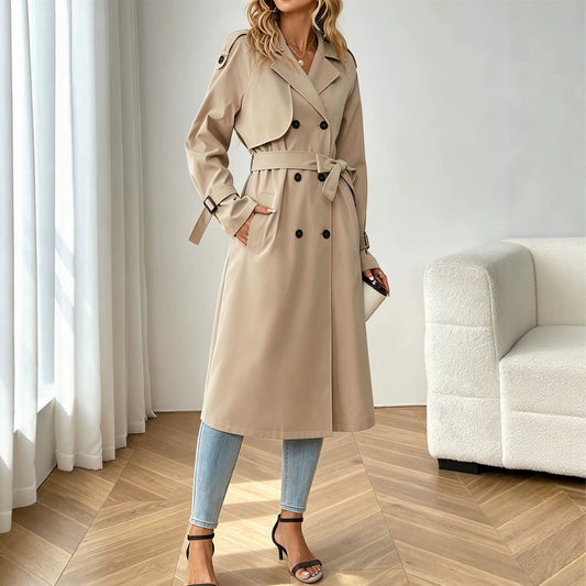 Loose-fit women's mid-season trench coat - Light and chic