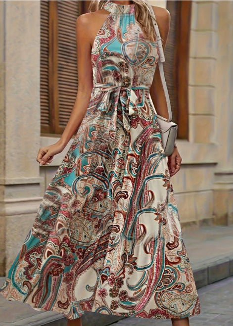 Femme Élégante Bohème à Décolleté Halter Été Robe Maxi – Légère, Flatteuse