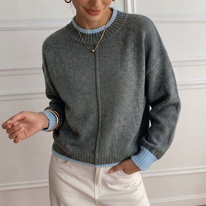 Pull ample femme col montant color-block - Doux et moderne