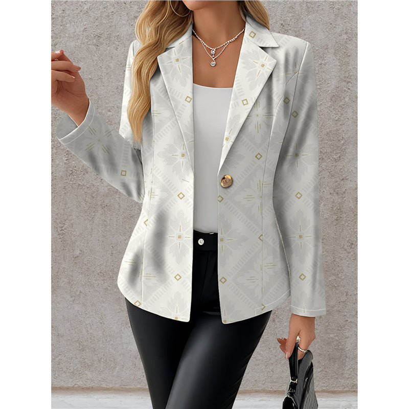 Marineblå blazer til kvinder med hvide prikker – Chic, elegant og afslappet stil