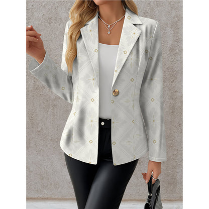 Marineblå blazer til kvinder med hvide prikker – Chic, elegant og afslappet stil