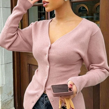Haut en maille femme col V - Ajuste et doux
