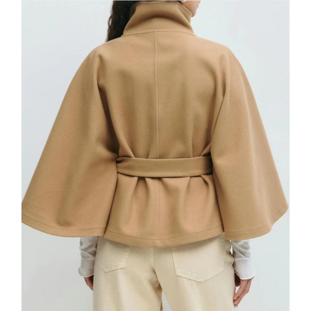 Manteau Cape à Col Haut pour Femme – Manteau d’Hiver Luxe et Élégant