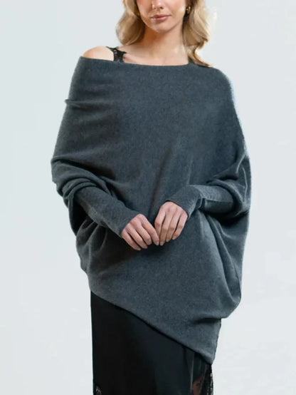 Asymmetrisk draperet damesweater - Flydende og elegant