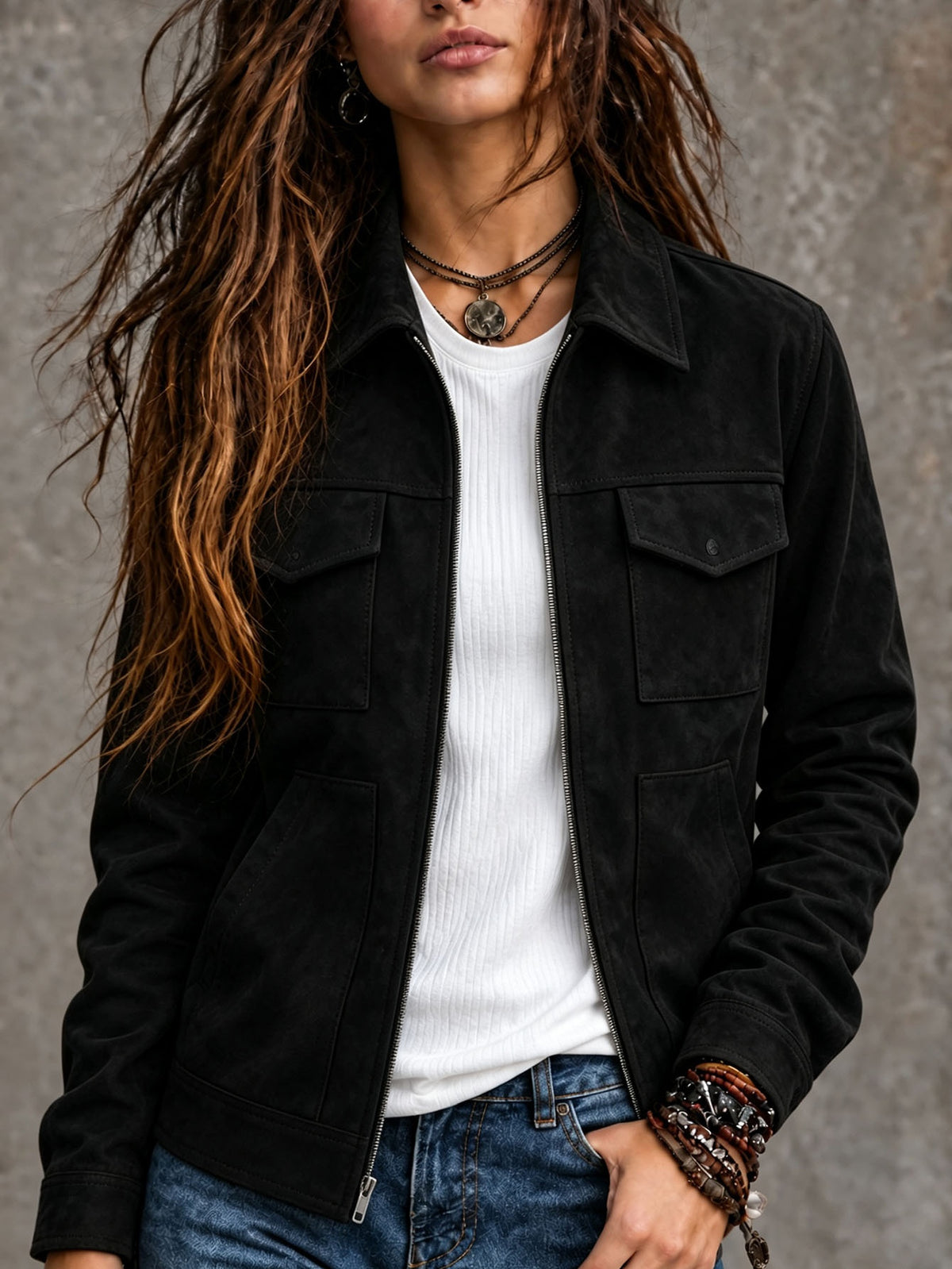 Veste suede vintage femme - Relax et intemporelle